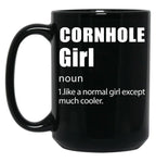 Cornhole Girl Definition Funny Cornhole Design Cornhole Quote Black Coffee Mug, Gift Coffee Mug