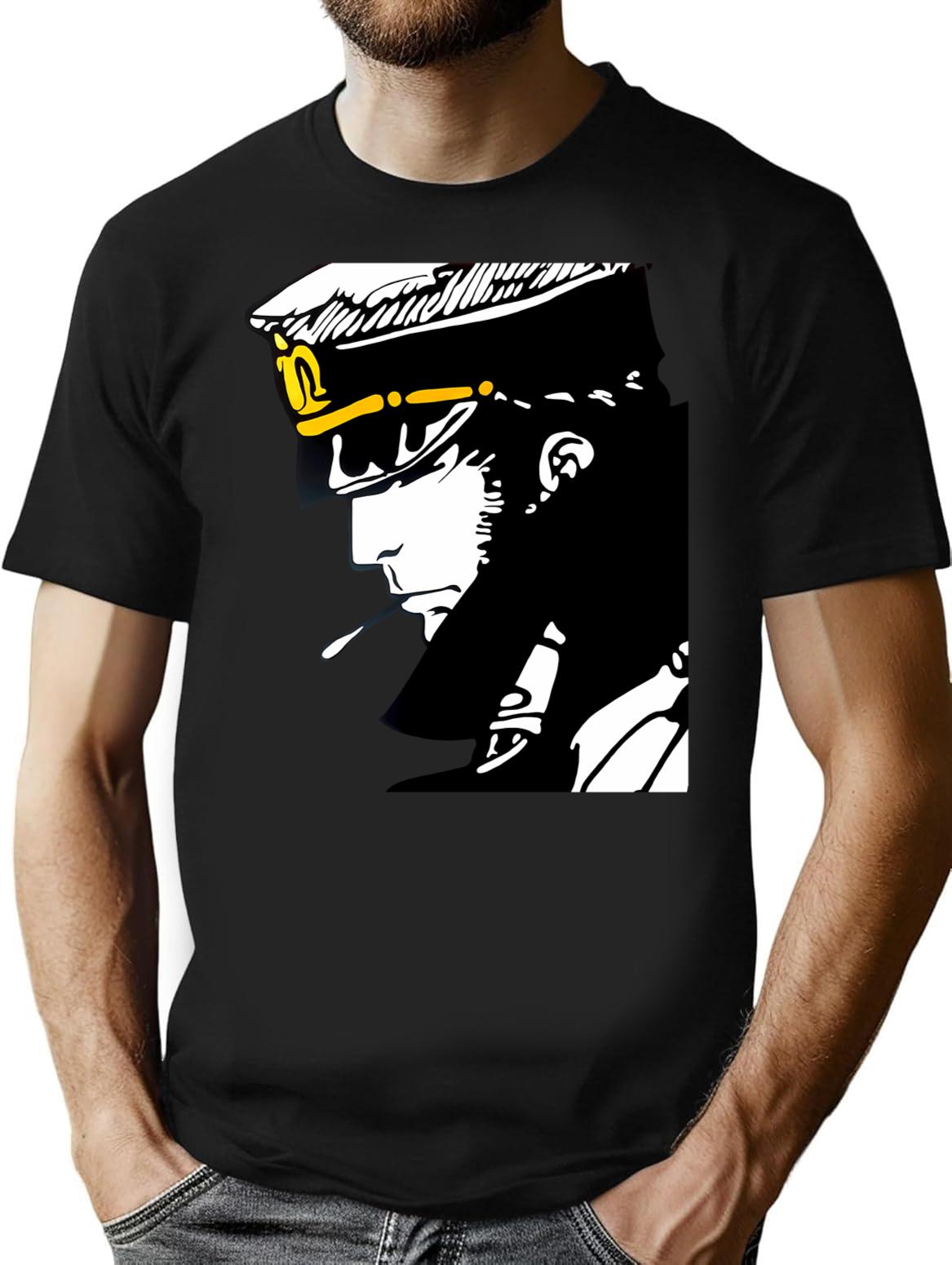 Corto Maltese - Iconic Figure T-Shirt for Men & Women, T-Shirts Graphic Tee - Black