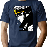 Corto Maltese - Iconic Figure T-Shirt for Men & Women, T-Shirts Graphic Tee - Navy