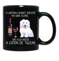 Coton De Tulear And Wine Funny Dog Black Coffee Mug, Gift Coffee Mug - Black