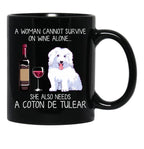 Coton De Tulear And Wine Funny Dog Black Coffee Mug, Gift Coffee Mug - Black