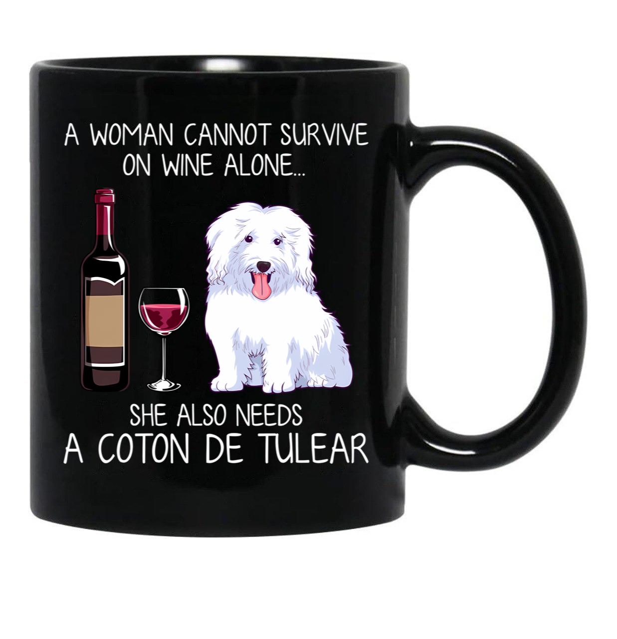 Coton De Tulear And Wine Funny Dog Black Coffee Mug, Gift Coffee Mug - Black