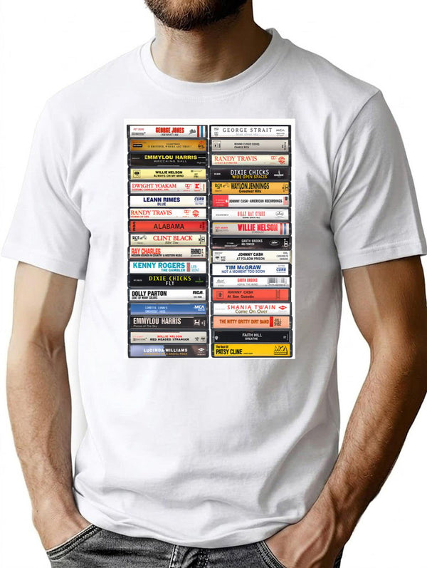 Country Music Hits - Greatest Country Hits - Vintage Cassettes T-Shirt for Men & Women, T-Shirts Graphic Tee - White