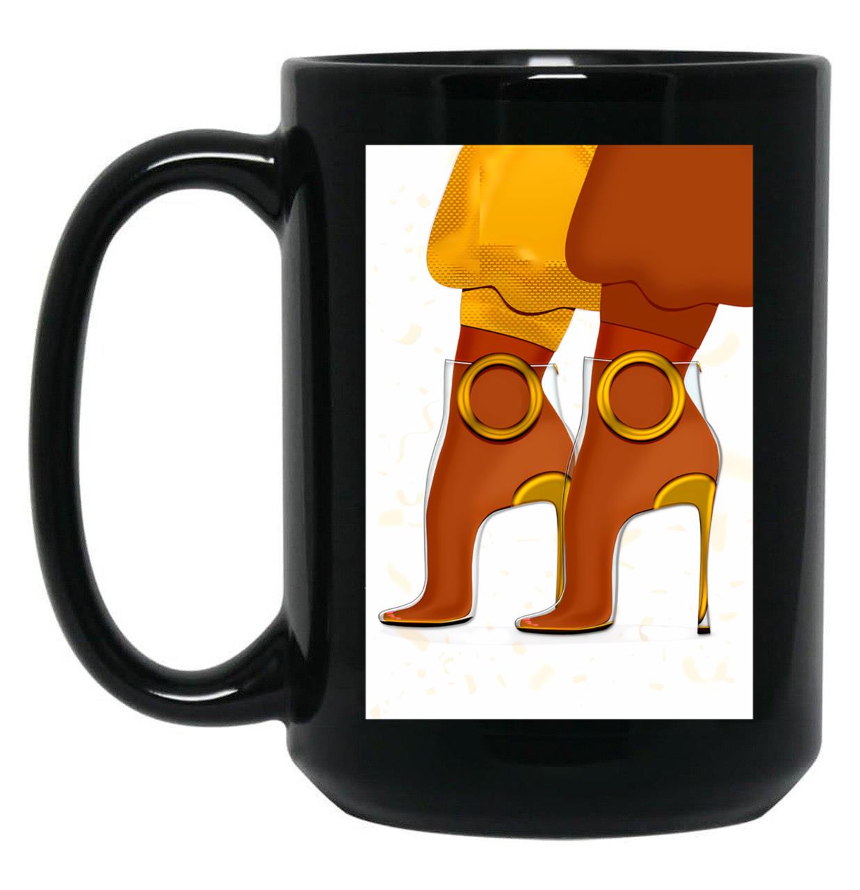 Couple Of Golden And Transparent High Heel Shoes Black Coffee Mug