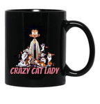 Crazy Cat Lady Dad Funny Mom Funny Black Coffee Mug, Gift Coffee Mug - Black