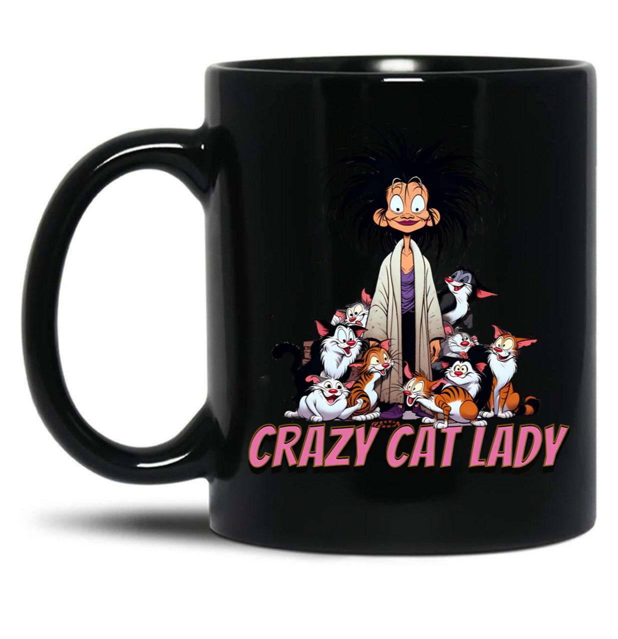 Crazy Cat Lady Dad Funny Mom Funny Black Coffee Mug, Gift Coffee Mug - Black