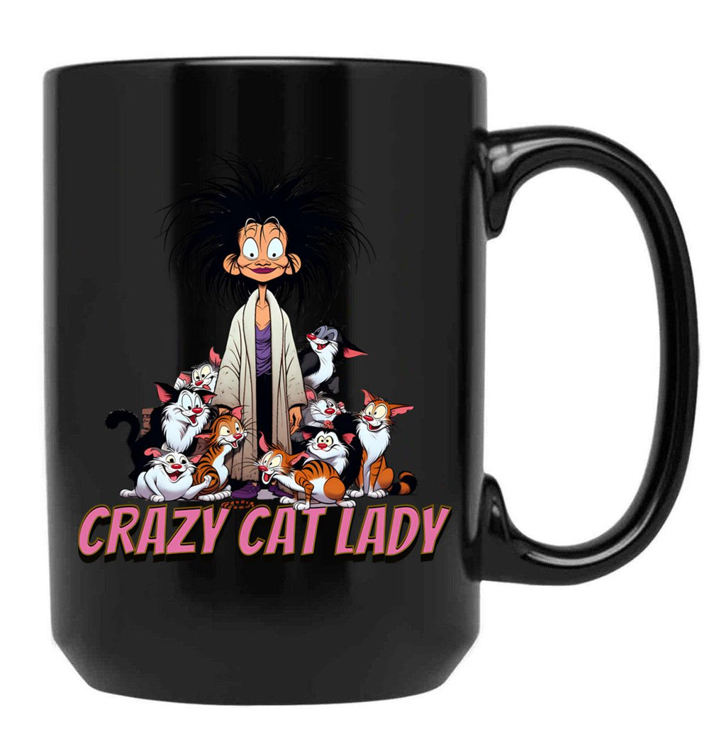 Crazy Cat Lady Dad Funny Mom Funny Black Coffee Mug, Gift Coffee Mug