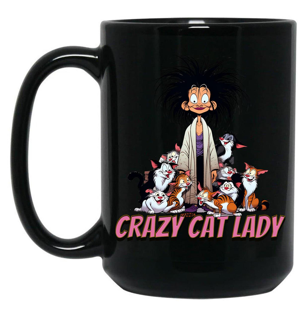 Crazy Cat Lady Dad Funny Mom Funny Black Coffee Mug, Gift Coffee Mug