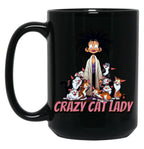 Crazy Cat Lady Dad Funny Mom Funny Black Coffee Mug, Gift Coffee Mug