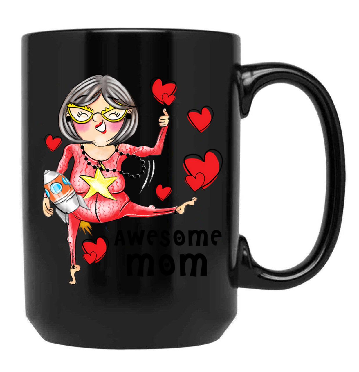 Crazy Momma'S Wonderland Collection Black Coffee Mug, Gift Coffee Mug