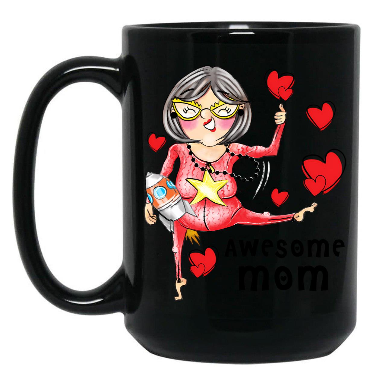 Crazy Momma'S Wonderland Collection Black Coffee Mug, Gift Coffee Mug
