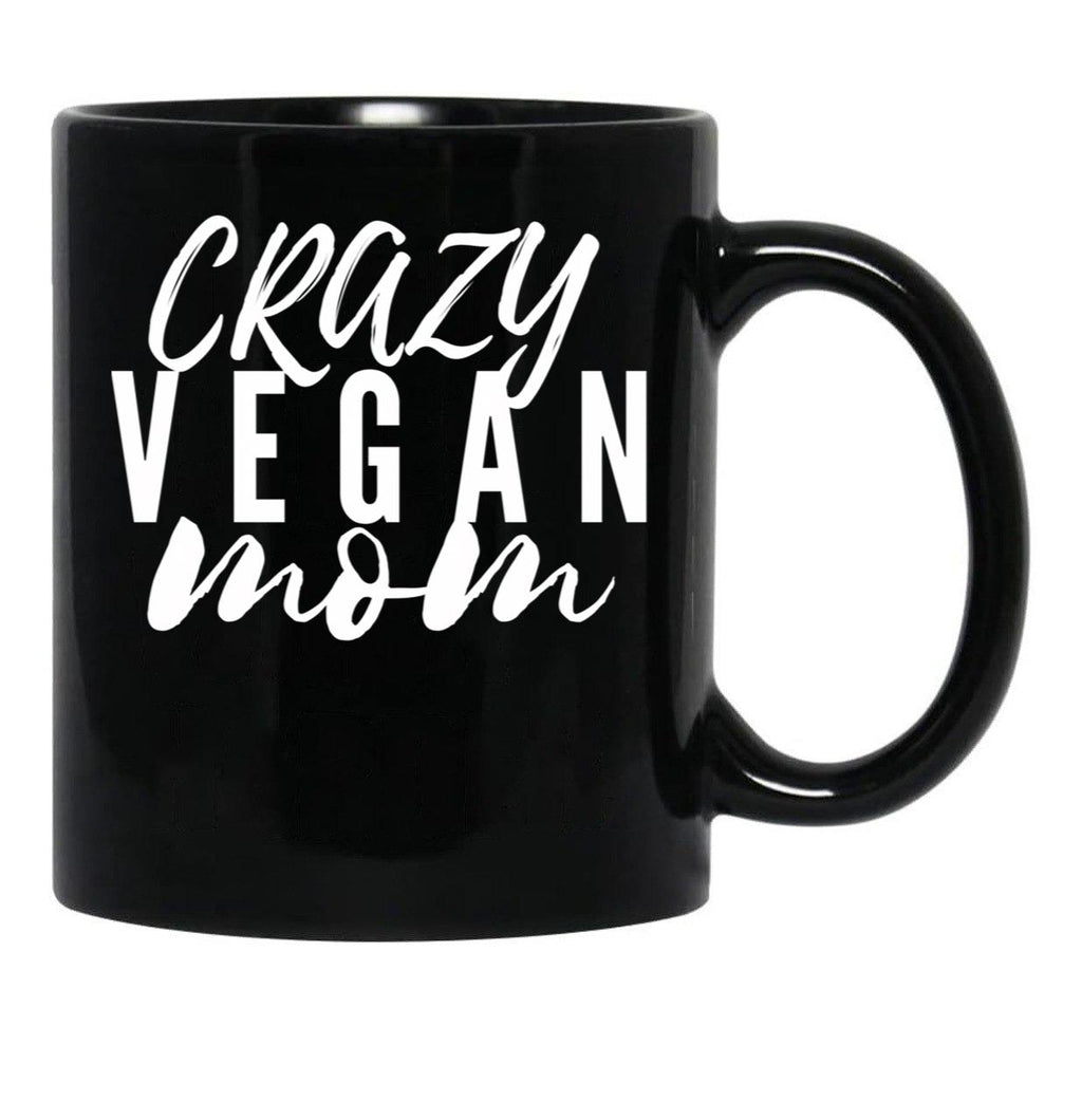Crazy Vegan Mom Black Coffee Mug, Gift Coffee Mug - Black