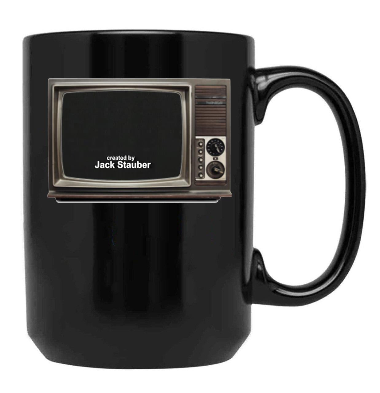 Created by Jack Stauber Retro Tv Black Coffee Mug, Gift Coffee Mug