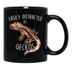 Crested Gecko Easily Distracted Black Coffee Mug, Gift Coffee Mug - Black