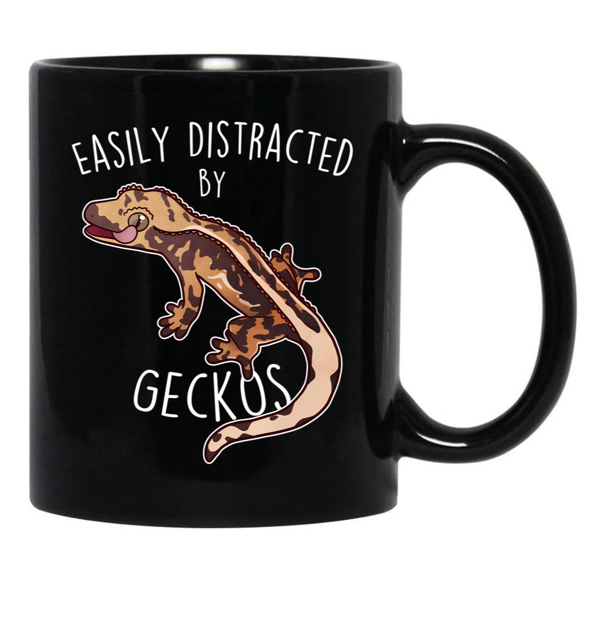 Crested Gecko Easily Distracted Black Coffee Mug, Gift Coffee Mug - Black