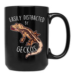 Crested Gecko Easily Distracted Black Coffee Mug, Gift Coffee Mug