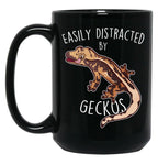 Crested Gecko Easily Distracted Black Coffee Mug, Gift Coffee Mug