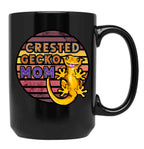 Crested Gecko Mom Retro Black Coffee Mug, Gift Coffee Mug