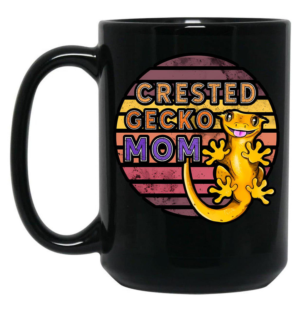 Crested Gecko Mom Retro Black Coffee Mug, Gift Coffee Mug
