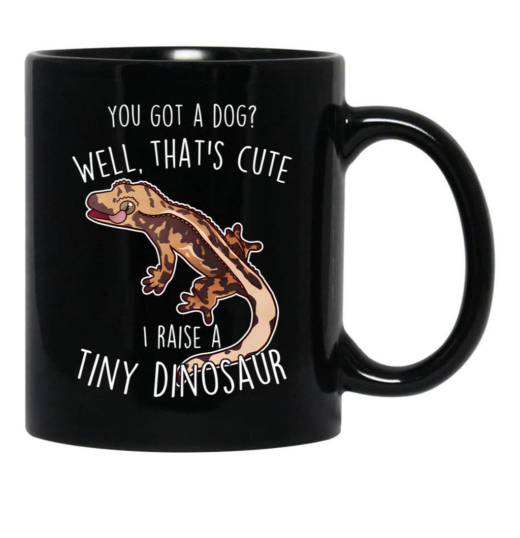 Crested Gecko Tiny Dinosaur Black Coffee Mug, Gift Coffee Mug - Black