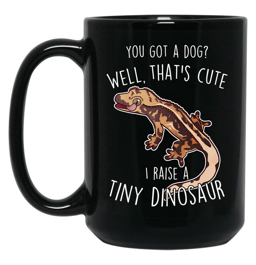 Crested Gecko Tiny Dinosaur Black Coffee Mug, Gift Coffee Mug