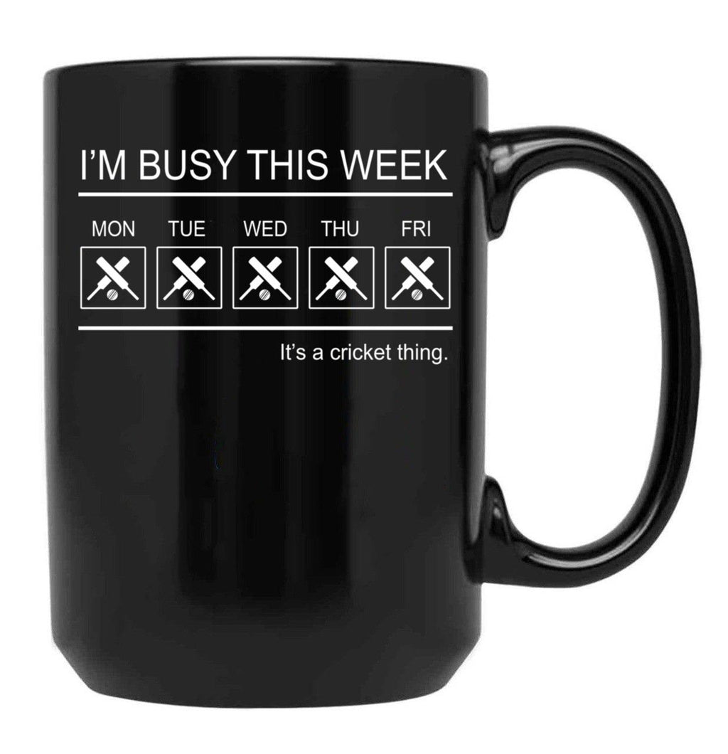 Cricket- I'M Busy This Week Black Coffee Mug, Gift Coffee Mug