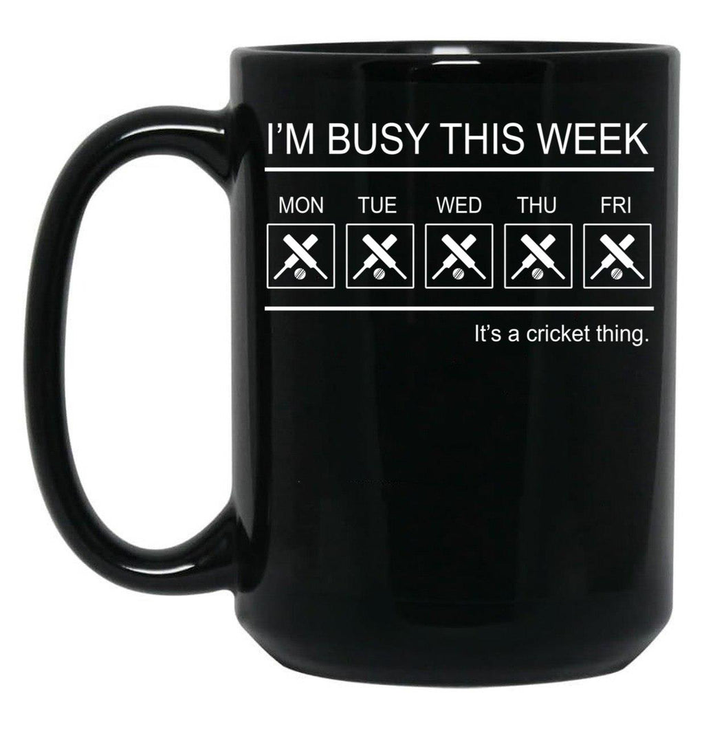 Cricket- I'M Busy This Week Black Coffee Mug, Gift Coffee Mug