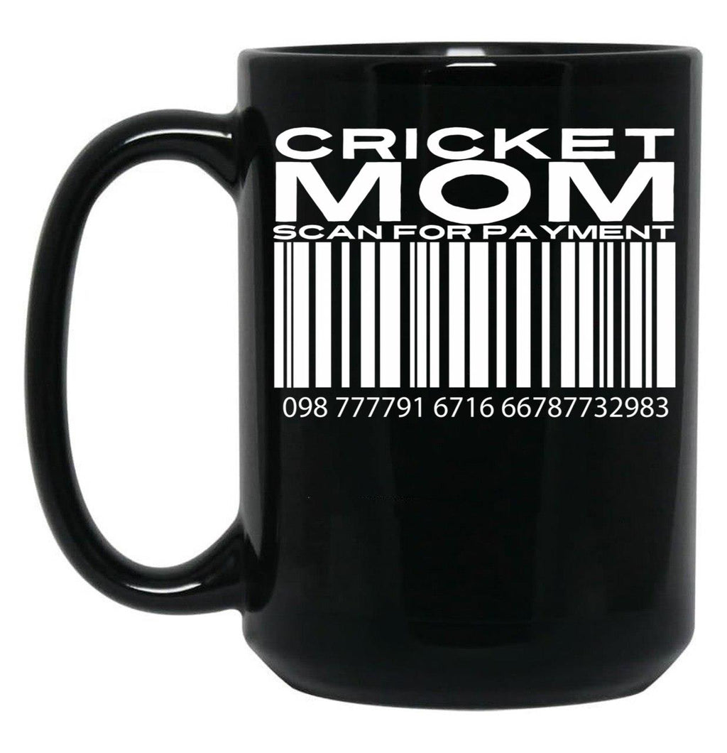 Cricket Mom Scan For Payment Black Coffee Mug, Gift Coffee Mug