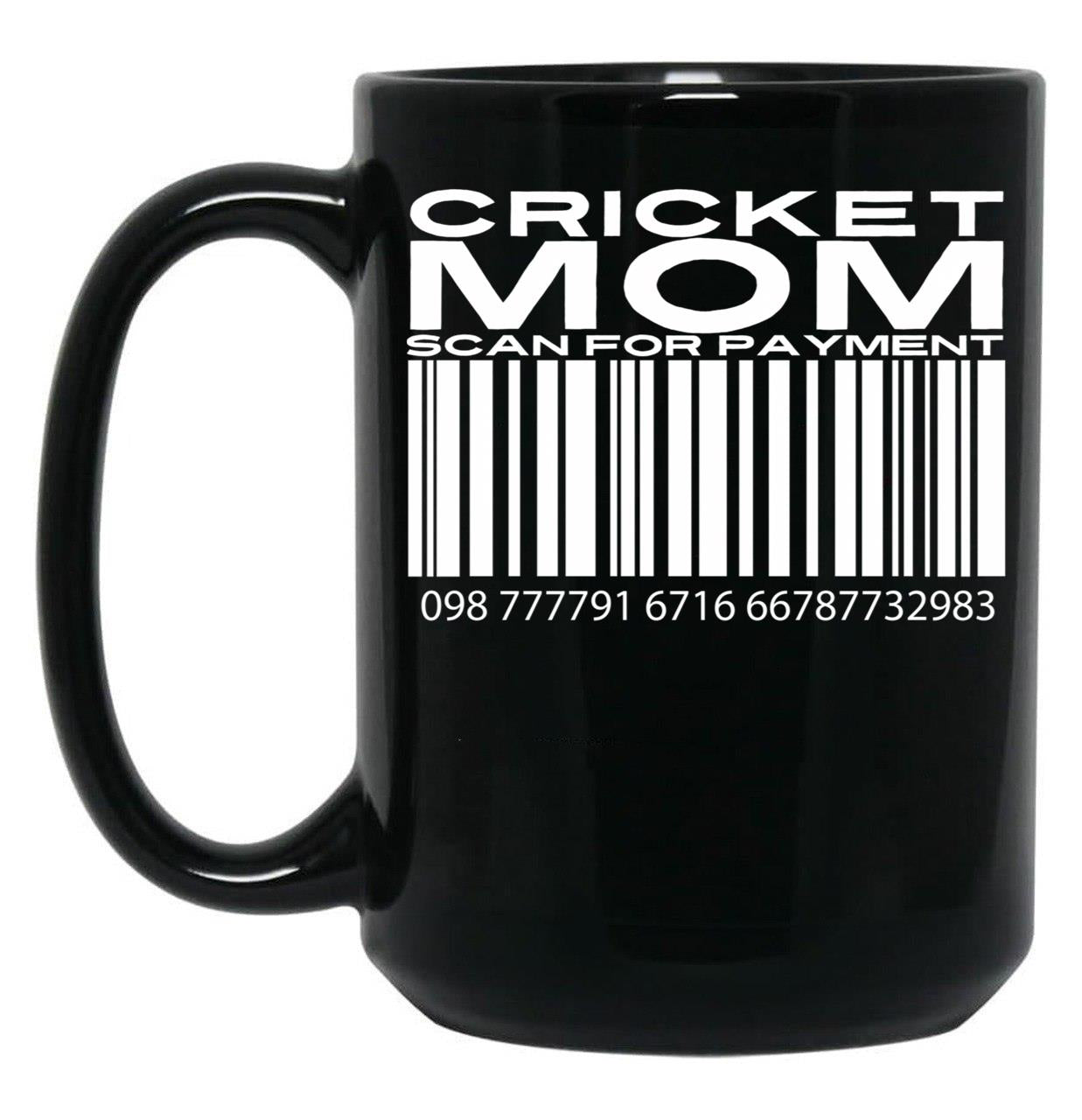Cricket Mom Scan For Payment Black Coffee Mug, Gift Coffee Mug