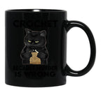 Crocchet Cat Black Coffee Mug, Gift Coffee Mug - Black