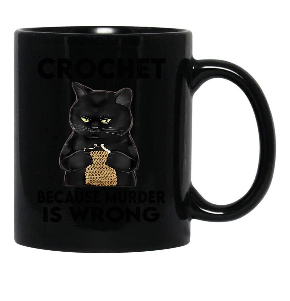 Crocchet Cat Black Coffee Mug, Gift Coffee Mug - Black