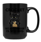 Crocchet Cat Black Coffee Mug, Gift Coffee Mug