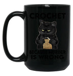 Crocchet Cat Black Coffee Mug, Gift Coffee Mug