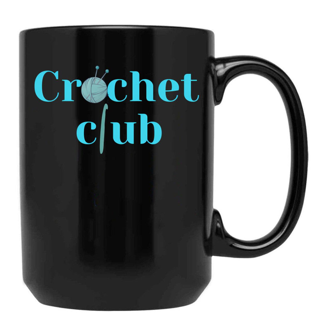 Crochet Club Funny Design Mom Gift Black Coffee Mug, Gift Coffee Mug