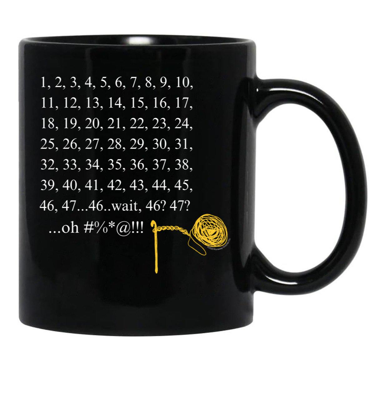 Crochet Counting Black Coffee Mug, Gift Coffee Mug - Black