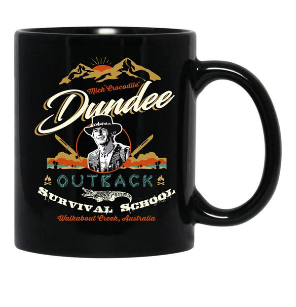 Crocodile Dundee Outback Survival School Black Coffee Mug, Gift Coffee Mug - Black