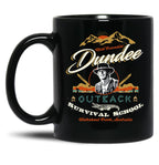Crocodile Dundee Outback Survival School Black Coffee Mug, Gift Coffee Mug