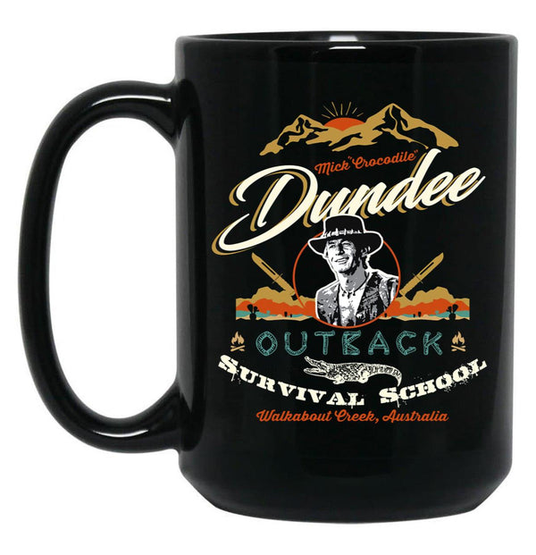 Crocodile Dundee Outback Survival School Black Coffee Mug, Gift Coffee Mug - Black