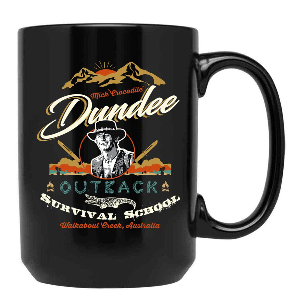 Crocodile Dundee Outback Survival School Black Coffee Mug, Gift Coffee Mug