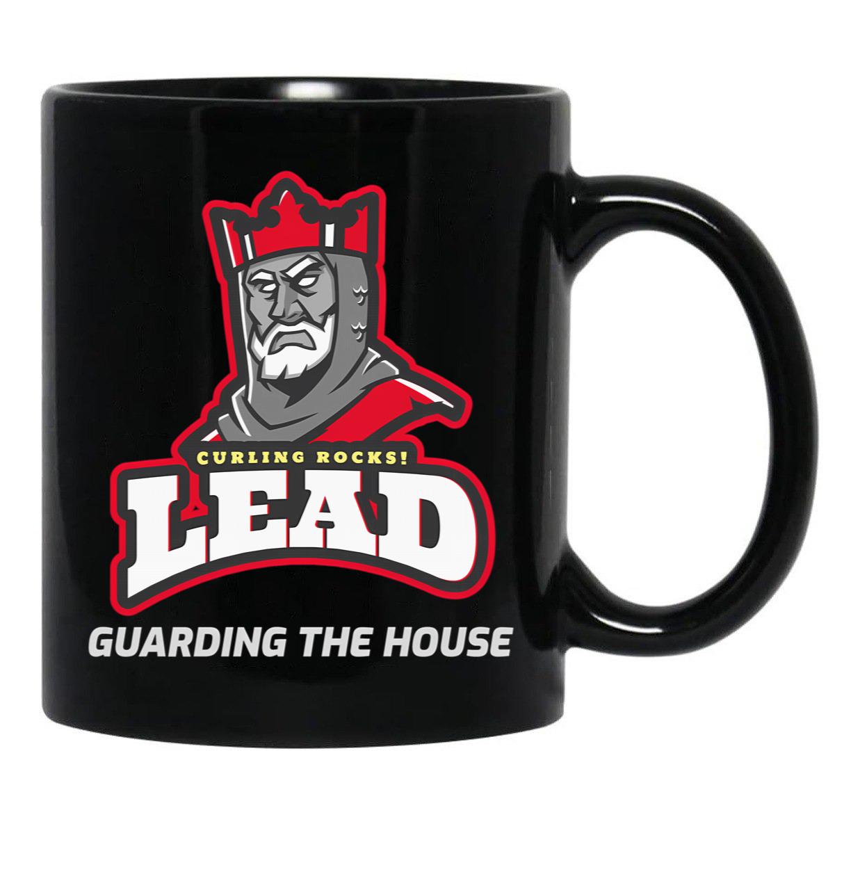 Curling Leads-Guarding The House- Blk Black Coffee Mug, Gift Coffee Mug - Black