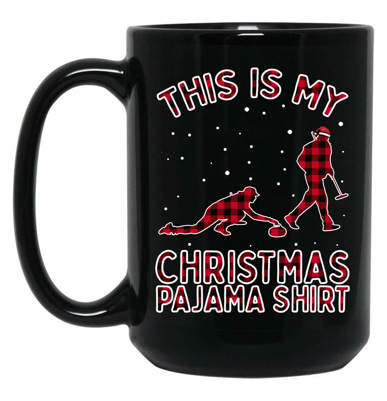 Curling Shirt Bonspiel Winter Sports Christmas Pajama Xmas Black Coffee Mug, Gift Coffee Mug