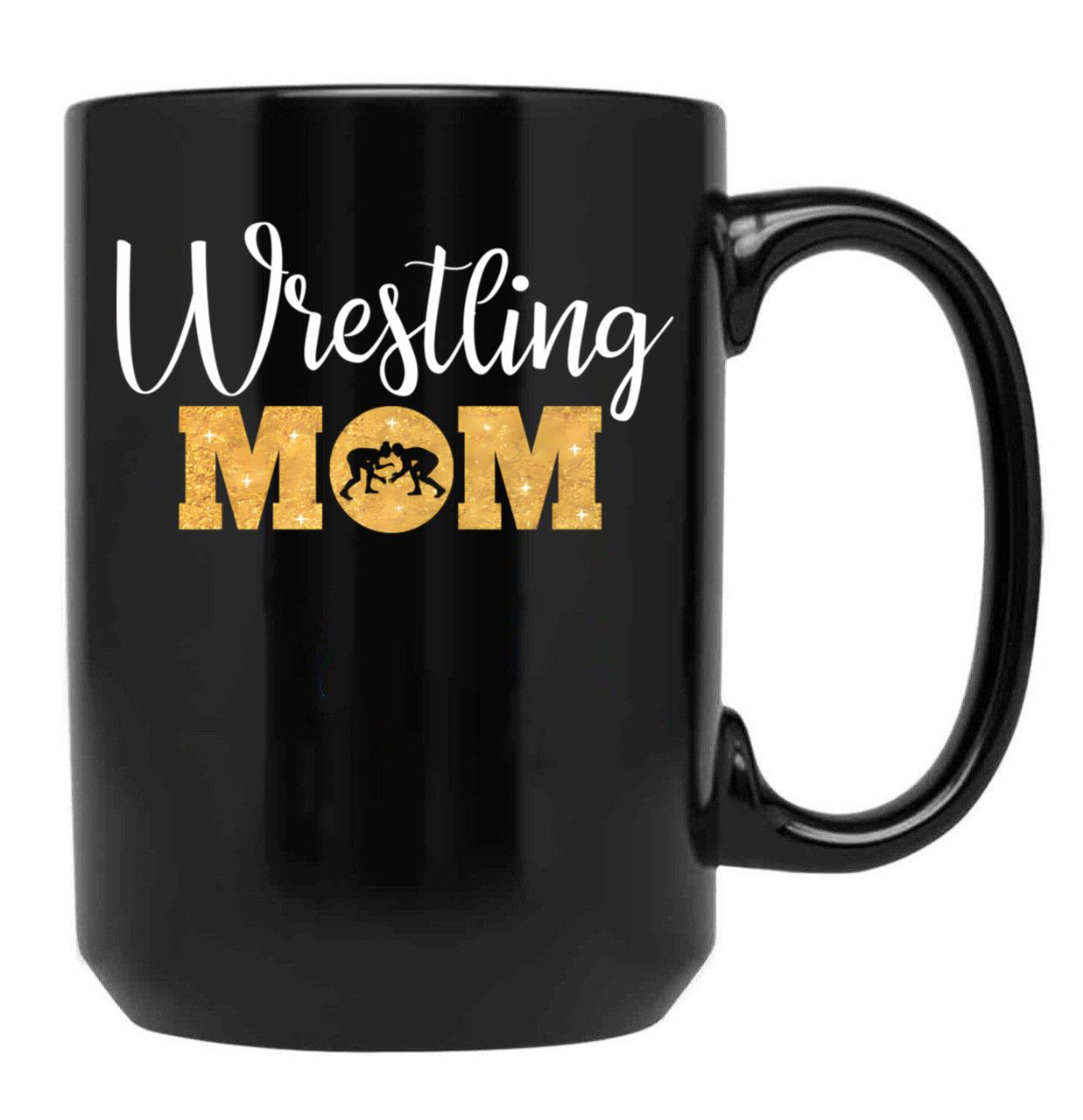 Cute Apparel For A Proud Wrestling Mom Black Coffee Mug, Gift Coffee Mug