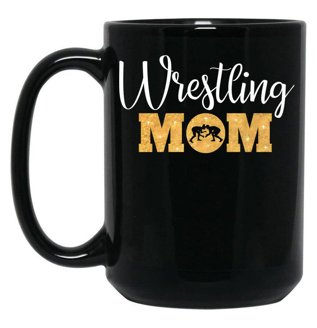 Cute Apparel For A Proud Wrestling Mom Black Coffee Mug, Gift Coffee Mug