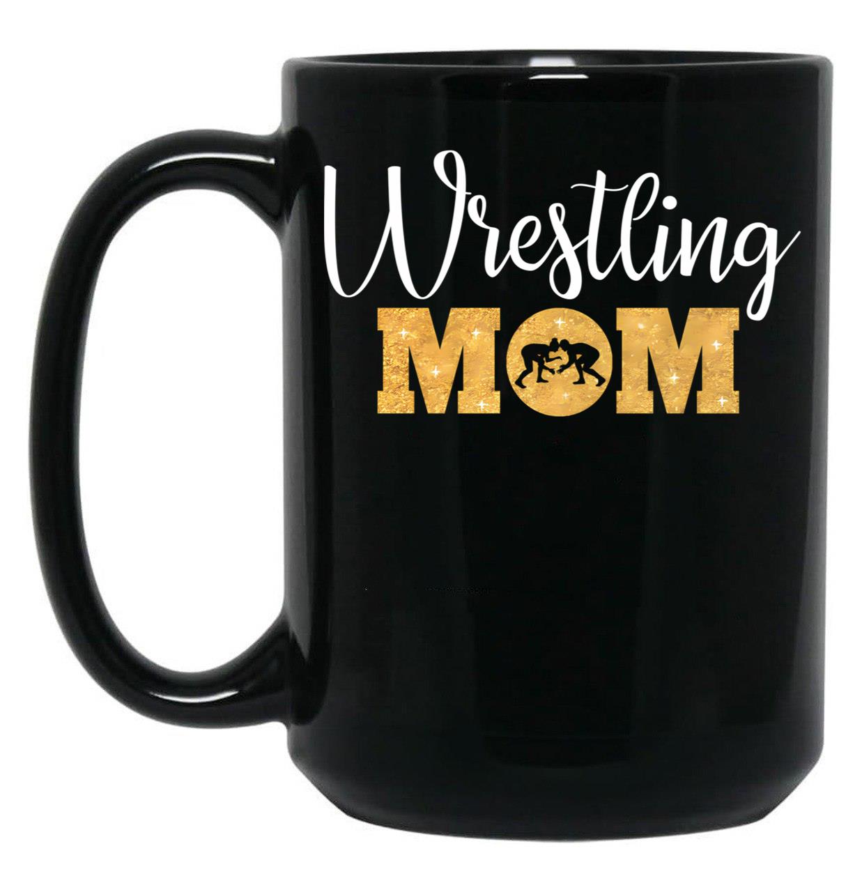 Cute Apparel For A Proud Wrestling Mom Black Coffee Mug, Gift Coffee Mug