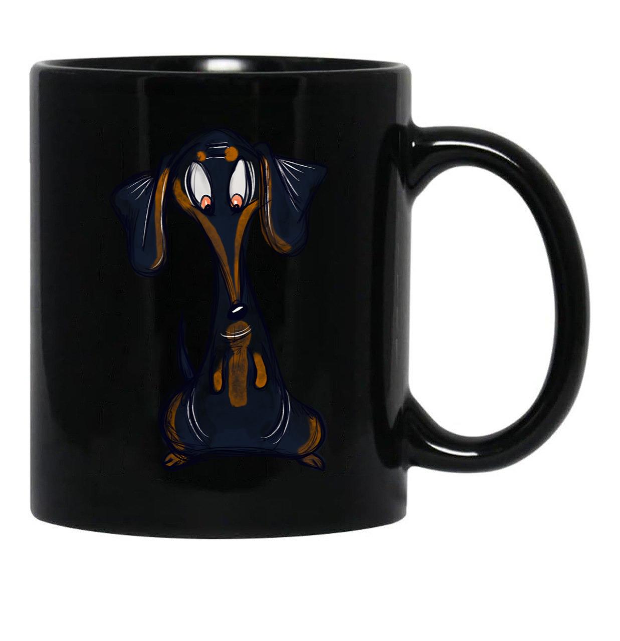 Cute Black And Tan Dachshund Black Coffee Mug, Gift Coffee Mug - Black