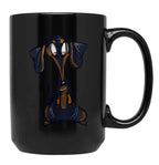 Cute Black And Tan Dachshund Black Coffee Mug, Gift Coffee Mug