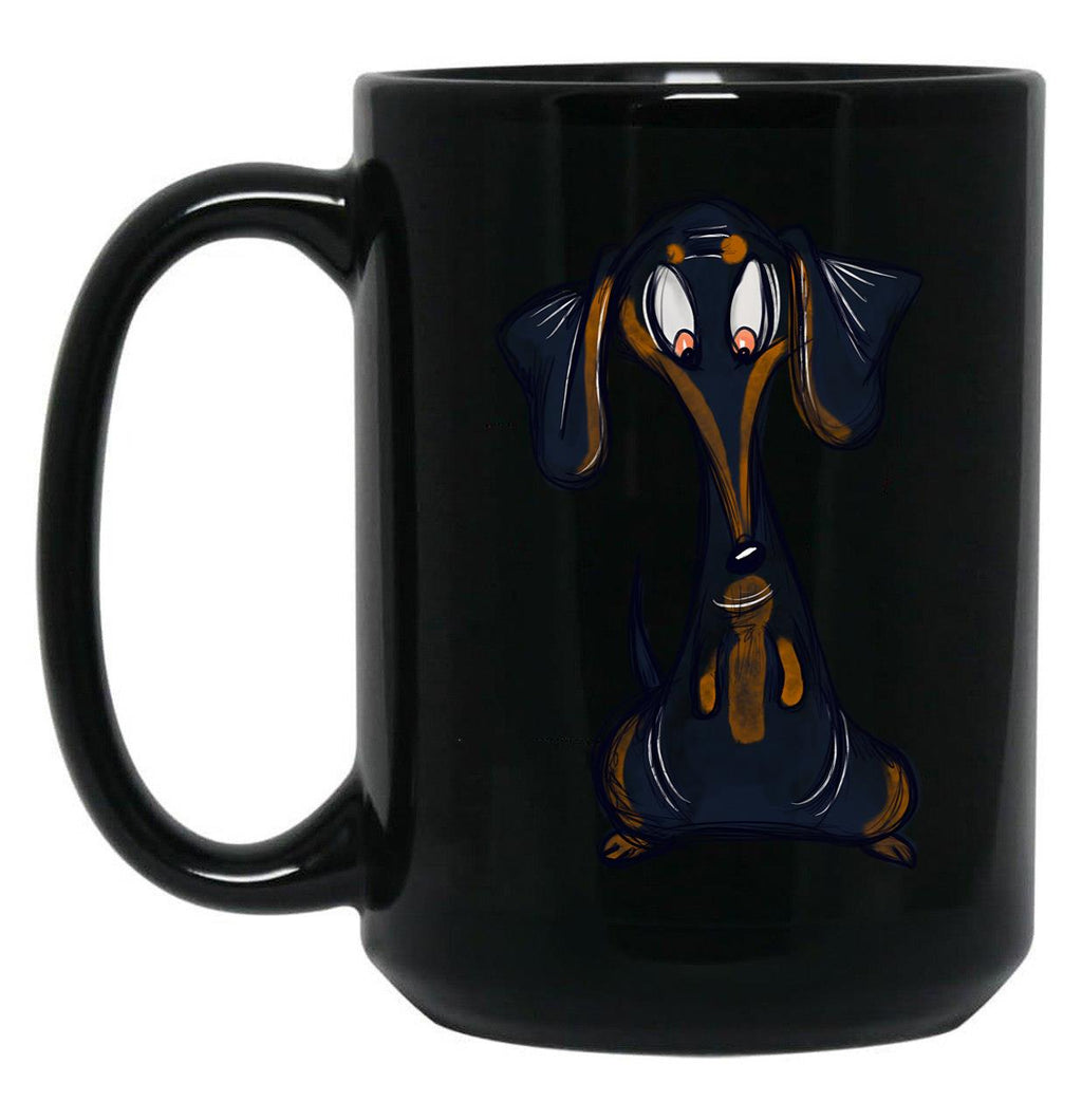 Cute Black And Tan Dachshund Black Coffee Mug, Gift Coffee Mug