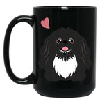 Cute Black And White Pekingese Peke Black Coffee Mug, Gift Coffee Mug