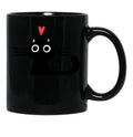 Cute Black Cat With Heart Black Coffee Mug, Gift Coffee Mug - Black