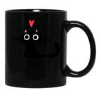 Cute Black Cat With Heart Black Coffee Mug, Gift Coffee Mug - Black